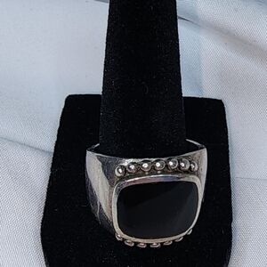 Black & Sterling Silver Men's Ring Sz 10